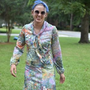 Vintage Floral Shirt and Skirt set